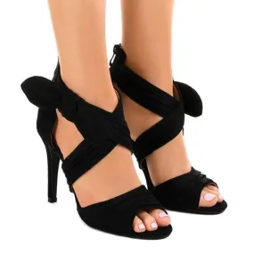 Zwarte suède sandalen met strik J-23